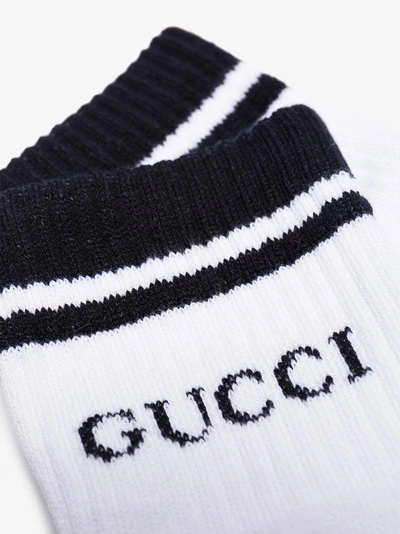 Shop Gucci Logo Socks With Stripe In White