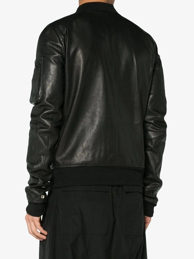 Shop Rick Owens Raglan Leather Bomber Jacket In Black