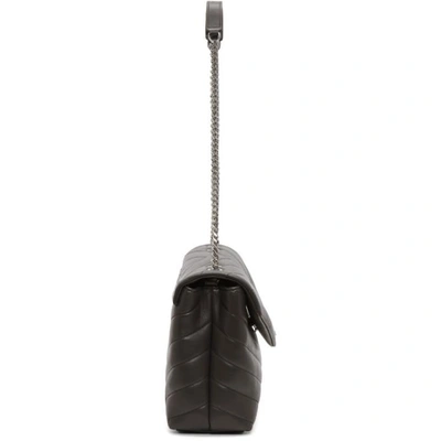 Shop Saint Laurent Grey Small Loulou Chain Bag