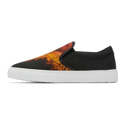 Shop Marcelo Burlon County Of Milan Black Flame Wing Slip-on Sneakers In Multi