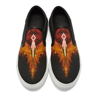 Shop Marcelo Burlon County Of Milan Black Flame Wing Slip-on Sneakers In Multi