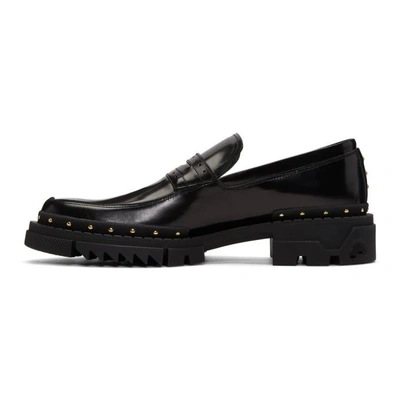 Shop Versace Black Studded Loafers In D41oh Black