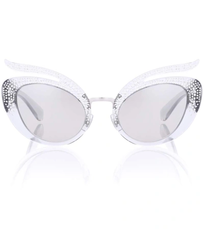 Shop Miu Miu Cat-eye Sunglasses In Silver