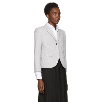 Shop Thom Browne Grey Seersucker Classic Blazer In 035 Med Gre