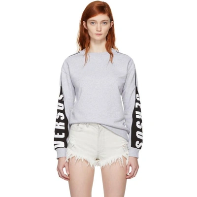 Shop Versus Grey Mesh Zip Sweatshirt In B8636 Grey