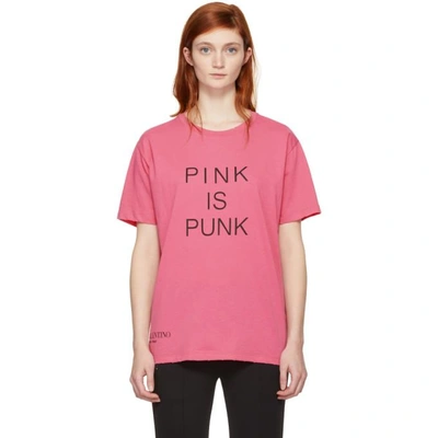 Shop Valentino Pink 'pink Is Punk' T-shirt