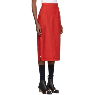 Shop Thom Browne Red High-rise Cuban Pocket Skirt