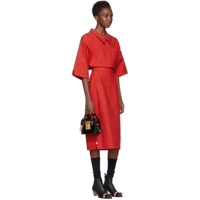 Shop Thom Browne Red High-rise Cuban Pocket Skirt