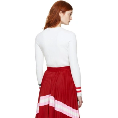 Shop Valentino White Striped Sleeves Writing Logo Pullover In Qe3 White