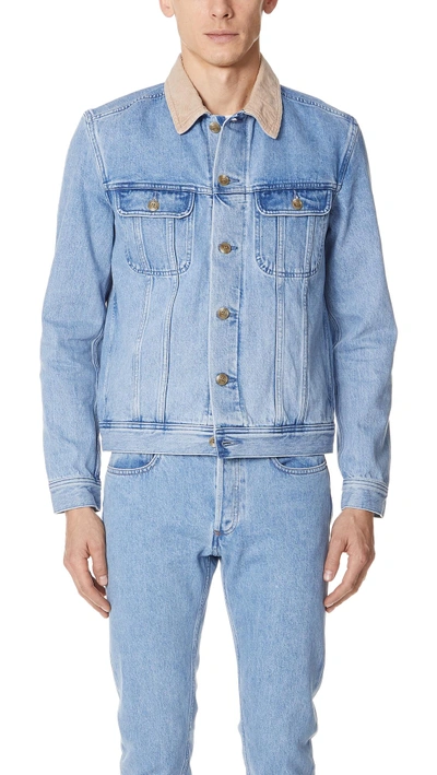 Shop Apc Howl Denim Jacket In Indigo Delave