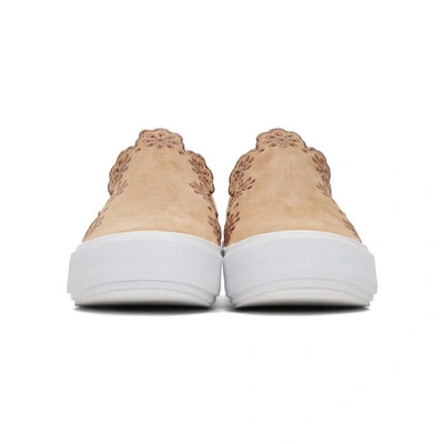 Shop See By Chloé See By Chloe Pink Suede Flower Cut-out Slip-on Sneakers In 320 Pink