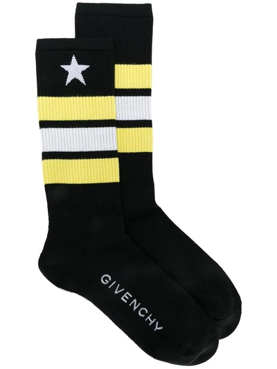 Shop Givenchy Star And Stripe Intarsia Socks
