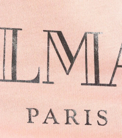 Shop Balmain Printed Cotton Sweatshirt In Pink
