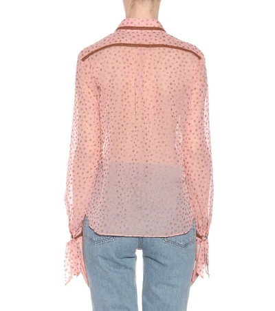 Shop Coach Printed Georgette Blouse In Pink