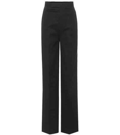 Shop Rick Owens High-waisted Cotton Trousers In Black