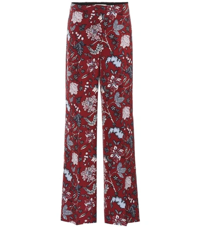 Shop Diane Von Furstenberg High-waisted Silk-blend Trousers In Red
