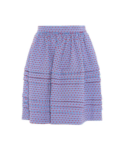 Shop Miu Miu Printed Cotton Skirt In Blue