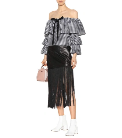 Shop Helmut Lang Fringed Miniskirt In Black