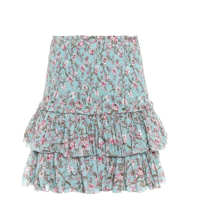 Shop Isabel Marant Étoile Naomi Printed Cotton Skirt In Blue