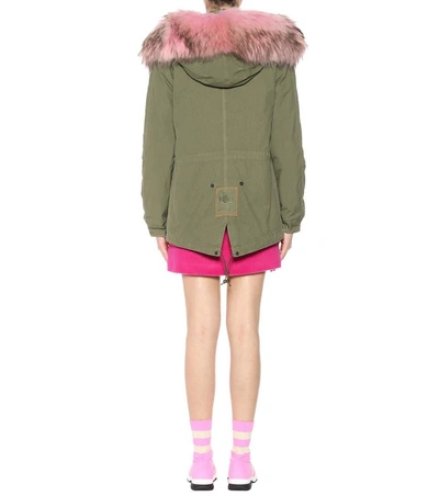 Shop Mr & Mrs Italy Mini Fur-trimmed Cotton Parka In Green