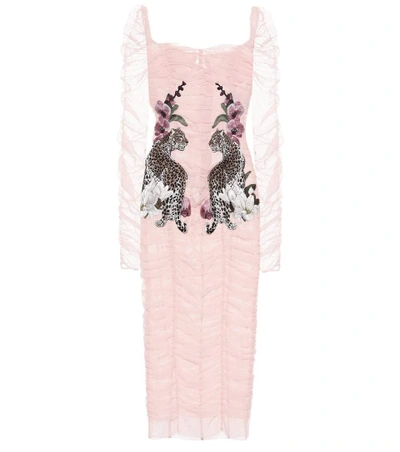 Shop Dolce & Gabbana Embroidered Tulle Dress In Pink