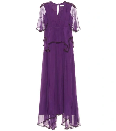 Shop Chloé Silk Dress In Purple