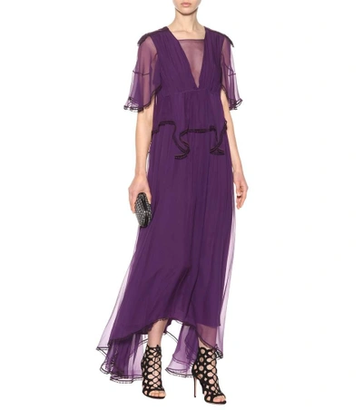 Shop Chloé Silk Dress In Purple