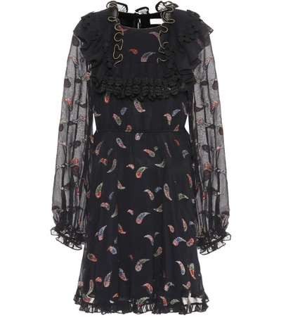 Shop Chloé Silk-blend Fil Coupé Dress In Black