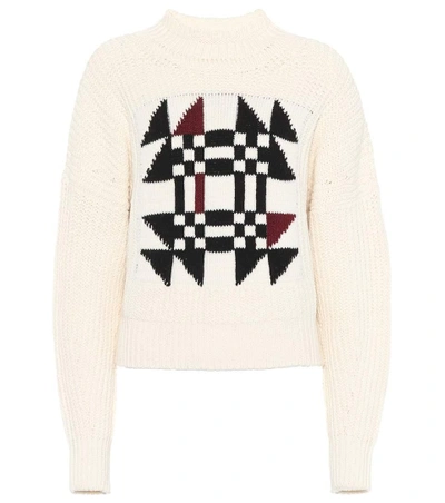 Shop Isabel Marant Lawrie Cotton And Wool-blend Sweater In White