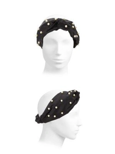 Shop Jennifer Behr Scattered Pearl Turban In Black