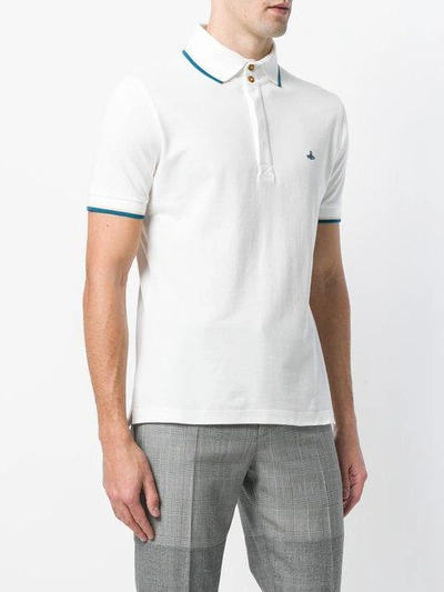 Shop Vivienne Westwood Embroidered Orb Polo Shirt - White