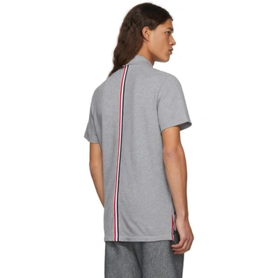 THOM BROWNE GREY RELAXED FIT POLO