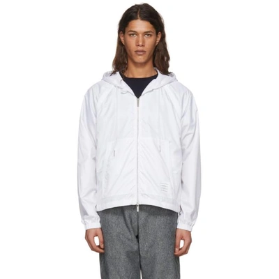 Shop Thom Browne White Mesh Hooded Jacket In 100 White