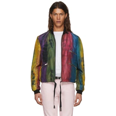 Shop Saint Laurent Multicolor Silk Striped Bomber Jacket In 8489 Multi