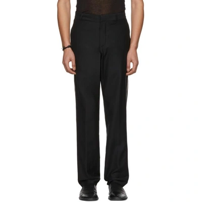 Shop Ann Demeulemeester Black Wool Contrast Piping Trousers In 098 Black