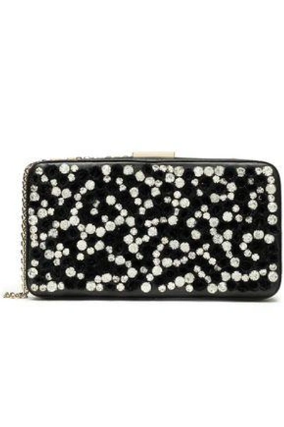 Shop Valentino Woman Embellished Embroidered Leather Box Clutch Black