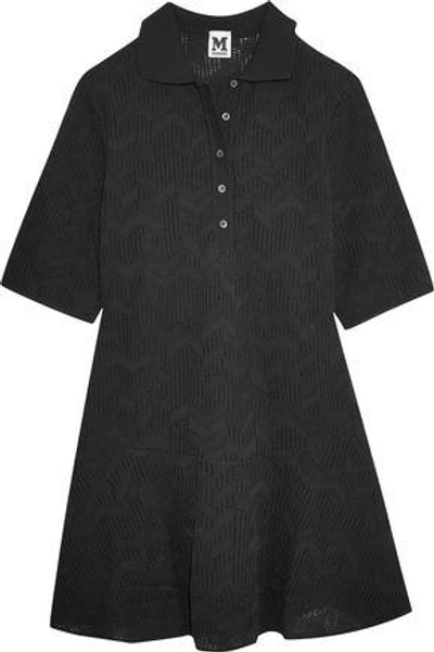 Shop M Missoni Woman Crochet-knit Cotton-blend Dress Black