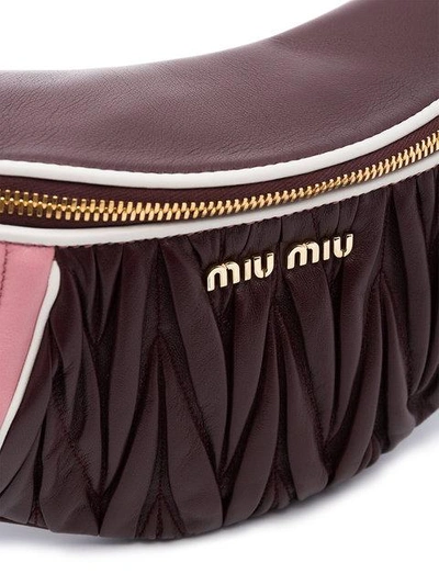 Shop Miu Miu Pink Brown Rider Quilted Leather Belt Bag In Pink & Purple