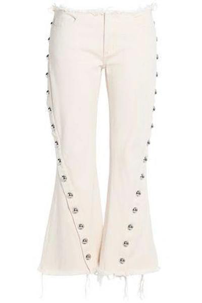 Shop Marques' Almeida Woman Button-detailed Mid-rise Flared Jeans Off-white