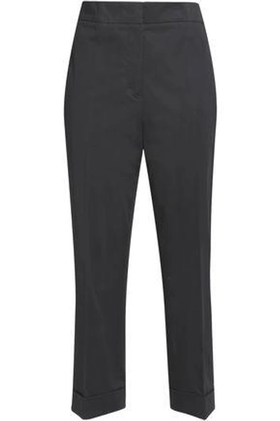 Shop Jil Sander Woman Cropped Cotton-blend Tapered Pants Black