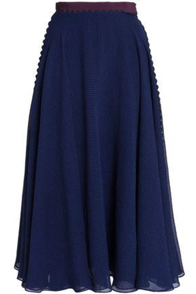 Shop Roksanda Woman Seersucker Midi Skirt Navy