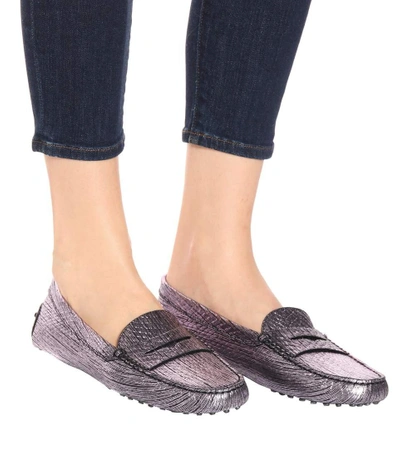 Shop Tod's Gommino Leather Loafer In Purple