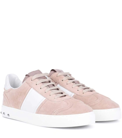 Shop Valentino Fly Crew Suede Sneakers In Pink