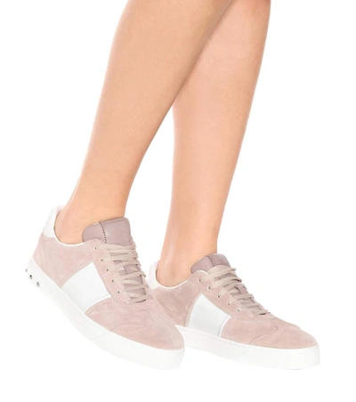 Shop Valentino Fly Crew Suede Sneakers In Pink