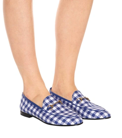 Shop Gucci Jordaan Gingham Loafers In Blue