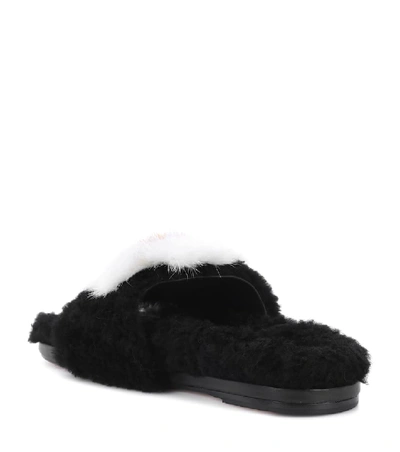 Shop Anya Hindmarch Slider Egg Shearling Slides In Black