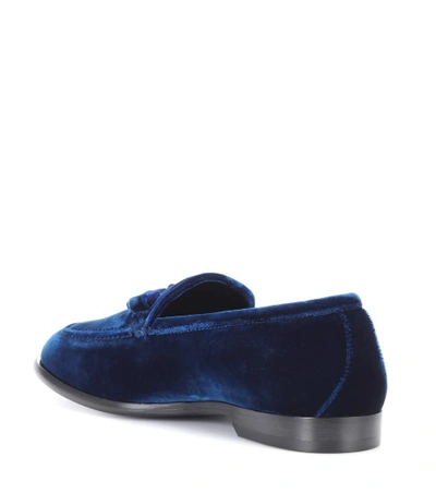 Shop Jimmy Choo Marti Velvet Loafers In Blue