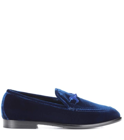 Shop Jimmy Choo Marti Velvet Loafers In Blue