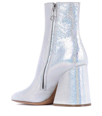 Shop Maison Margiela Metallic Leather Ankle Boots In Silver