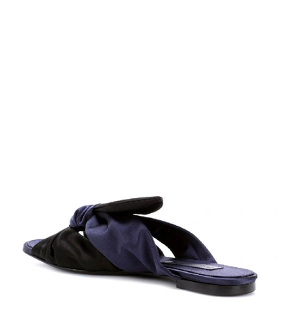 Shop Oscar De La Renta Satin Slip-on Sandals In Blue